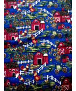 Fabric Red Rooster &quot;Barnyard Banter&quot; Rooster Cow Red Barn Sunflowers $5.50 - $101.06 MXN