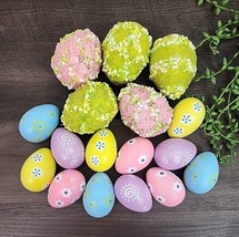 Floral Beaded Easter Ornaments Eggs Bowl Vase Filler Home Tree Decor 17 Pc - $14.24