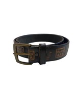 Noah&#39;s Ark Leather Belt Medium 34-36 Mens Vintage Black Brass ? Buckle - $29.63