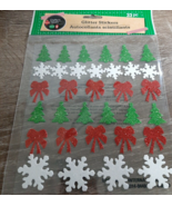Christmas Trees Snowflakes Bows Dimensional Glitter Foam Stickers 1ea 33... - $10.00