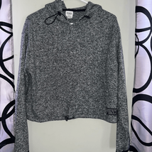 Victoria&#39;s Secret PINK Cropped Gray Pullover Soft Hoodie Sweatshirt Size... - £13.84 GBP