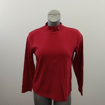 Northern Reflection Mock Neck Top Size Large Red Christmas Theme Cotton ... - £8.59 GBP