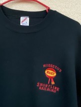 M &amp; ET Modesto Shortline Railroad Sweatshirt Black Large USA Vintage Jerzees Tag - £24.92 GBP