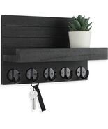 Decorative Wall Mount Key Bag Holder w/ Large Hooks &amp; Shelf / Mail Holde... - $14.80