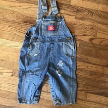 Vintage VTG Osh Kosh Baby B&#39;Gosh Sz 6/9 Months Denim Overalls Vestbak Cotton - £13.68 GBP