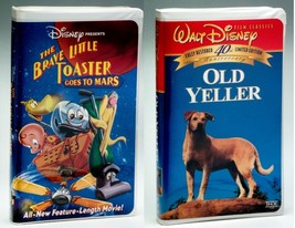 2 Lot Disney Brave Little Toaster Goes To Mars Classics Old Yeller Vhs Mint - £3.88 GBP