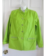 LAURA ASHLEY Lime Green Lined Cinch Waist Silver Bling Button Jacket Coa... - $335.21 MXN