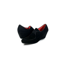 $358 PAS DE ROUGE 40 Black Suede Wedge Heel Loafer *PRIMO* Womens Size 9 - £71.05 GBP