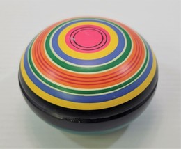 K) Wooden Rainbow Trinket Jewelry Pill Box with Lid 4&quot; - $9.89