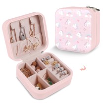 Leather Travel Jewelry Storage Box - Portable Jewelry Organizer - Pink Unicorns - £12.33 GBP