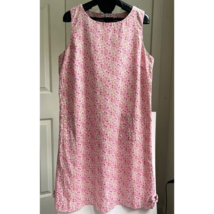 Talbots Pink Floral Tank Midi Sheath Dress Lined Back Zip Casual, Size L - $478.95 MXN