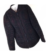 Vtg Jacket Haz&#39;ls Exclusives California SZ L Black Velveteen Oriental Ma... - £23.34 GBP
