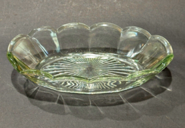 Vintage Glass Oval Celery Relish Dish Bowl Paneled Scalloped Starburst 8.25 Inch - £5.37 GBP