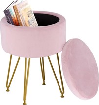 Runlexi Storage Ottoman, Round Footrest Stool Ottoman With Removable, Pink. - $42.98