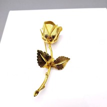 Vintage Giovanni One Rose Brooch, Gold Tone Romantic Flower Lapel Pin, Retro - £19.79 GBP