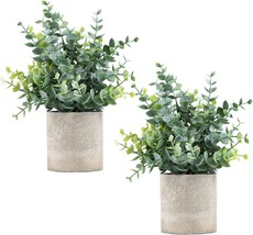 Coferset 2 Pack Artificial Eucalyptus Mini Potted Plants Fake, Eucalyptus, 2 - £35.96 GBP