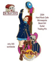 Hard Rock Cafe Pin Beret Girl Guitar 2004 Minneapolis Minnesota Trading Pin - £15.94 GBP