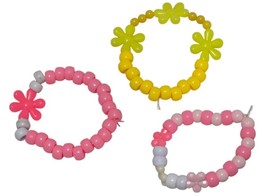 Handmade Cute Colorful One of a Kind Plastic Beaded Bracelet 3 Pc. Gift ... - $4.94