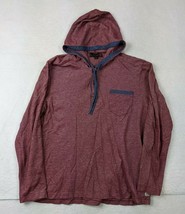 G By Guess Half Button Womens Long Sleeve Hooded Shirt Size XL Cotton Burgandy - £10.60 GBP