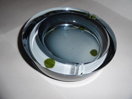 Details about    blue heavy glass  ashtray signed - £75.93 GBP