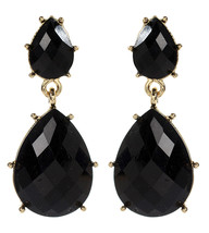 Amrita Singh Hampton Black Resin Faceted Tear Drop Earrings ERC 835 NWT  - £15.25 GBP