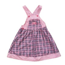 OshKosh B&#39;Gosh Vintage Pink Gingham Overall Jumper Dress Girls 6X Made i... - £31.47 GBP