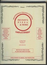 Peyton&#39;s Pizza &amp; More Menu Wears Valley Tennessee 1999  - £14.24 GBP