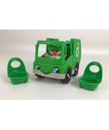 Little People Recycling Truck 5pc Lot Garbage Truck Figure Chairs 2019 M... - $13.81