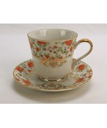 Vintage Napcoware Cup and Saucer, Orange Roses &amp; Wildflowers, Gold Paint... - $20.02 CAD