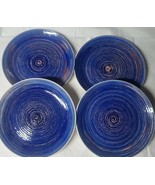 Set of Four (4) ~ Mainstays ~ 10.5&quot; Dia ~ Blue Swirl Stoneware Dinner Pl... - $84.20 CAD