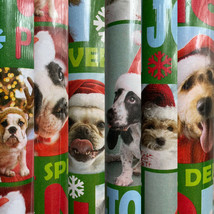 1 Roll Christmas Dog Puppy Lover Santa Hat Christmas Gift Wrapping Paper - $6.99