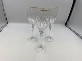 Set Of 3 Mikasa Crystal Preview Gold Wine Glasses - £67.93 GBP