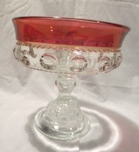 TIFFIN/FRANCISCAN Kings Crown Thumbprint Ruby Red Flash Pedestal Compote 7 1/2&quot; - £23.59 GBP