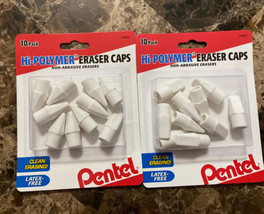 20 Pentel Hi-Polymer Eraser Pencil Caps Non-Abrasive ( 2 Packs - 10 Per Pack ) - £6.31 GBP