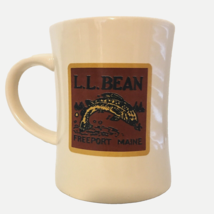 LL Bean Freeport Maine Ceramic Coffee Mug Beige w/ Brown Logo 4.5&quot;H 3&quot;W ... - £9.17 GBP