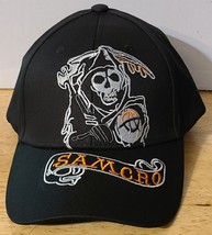 SAMCRO SONS OF ANARCHY GRIM REAPER BIKER ADJUSTABLE BASEBALL CAP ( BLACK ) - $11.65