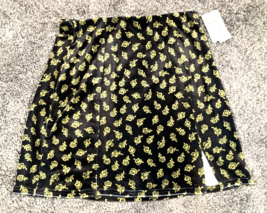 BP Miniskirt Womens Small Black Yellow Roses Velvet Velour Skirt Nordstr... - $18.69