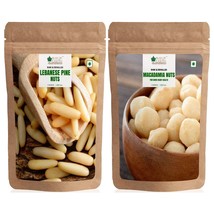 Pine Nuts Without Shell Chilgoza &amp; Healthy Macadamia Nuts Super Nut 2x200g - £40.37 GBP