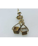 Vintage Genuine TIGERS EYE EARRINGS in Gold Vermeil over Sterling Silver - $34.39 CAD