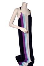 Julie Brown NYC Deena Color Block Maxi Dress Sz L Bridal Bit Racer back Stretch - £22.53 GBP