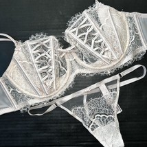 Victoria&#39;s Secret unlined 34DD,34DDD BRA SET S thong PINK lace up DREAM ... - £54.75 GBP