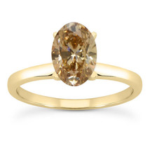 Oval Shape Diamond Solitaire Ring Fancy Brown Color 14K Yellow Gold 1.04 Carat - £1,479.86 GBP