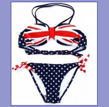 British Flag 2 Piece Bikini Summer Swim Suit with Padded Cups & Side Ties image 2