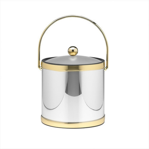 Kraftware Mylar 3 Qt Ice Bucket with Brass Band in Polished Chrome - $52.50