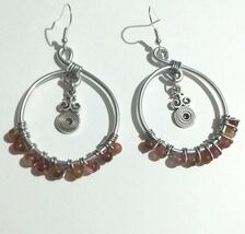 Jade Boho Hoop silver earrings Victorian earrings Boho Earrings Bohemian... - $49.29 CAD