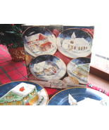 Set of Four (4) American Atelier Winter Village Porcelain Dessert Plates... - £20.36 GBP