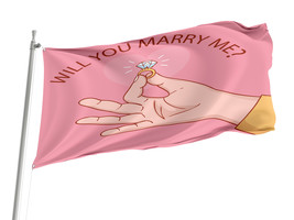 Flag 3x5 outdoor,Will you marry me with ring,Size -3x5Ft / 90x150cm,Garden flags - £23.41 GBP