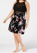 I.N.C. Plus Size Printed Velvet &amp; Lace Chemise Nightgown - $22.00