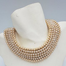 Faux Pearl Choker Necklace 1960&#39;s Costume Jewelry made in Japan - £35.02 GBP