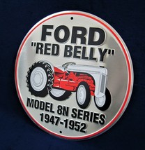 Ford RED-BELLY Tractor -*US MADE*- Round Embossed Sign Man Cave Garage Bar Décor - £14.08 GBP